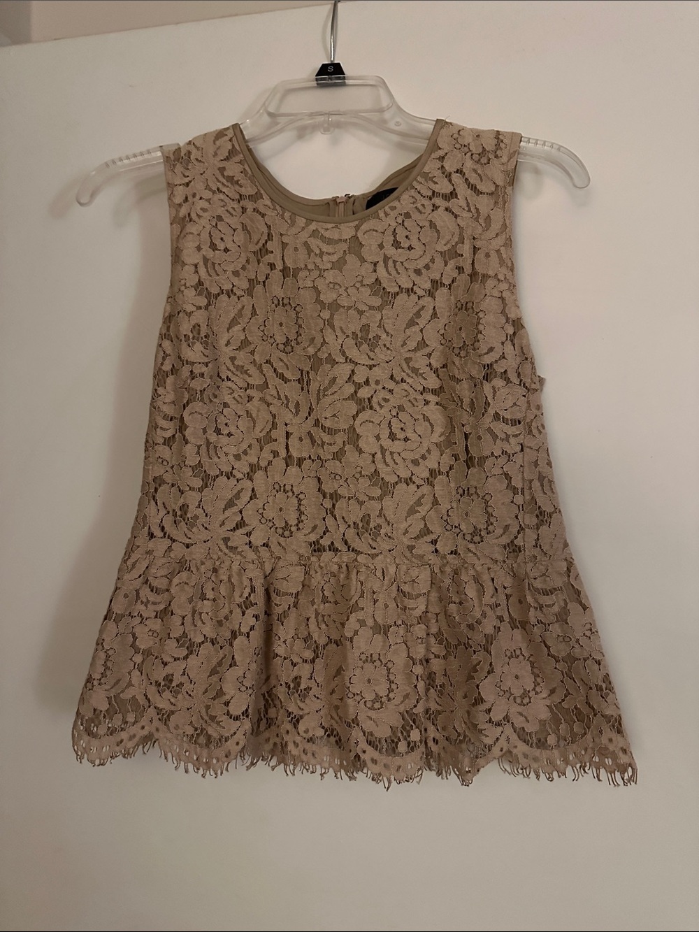 J. Crew Tan Lace Peplum Tank Top